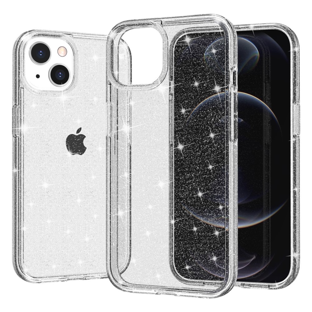  iPhone 15 Plus Skal Hybrid Glitter Vit - Teknikhallen.se