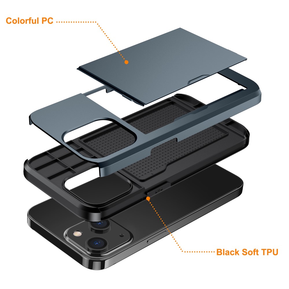  iPhone 15 Plus Skal Hybrid Med Kortfack Blå - Teknikhallen.se