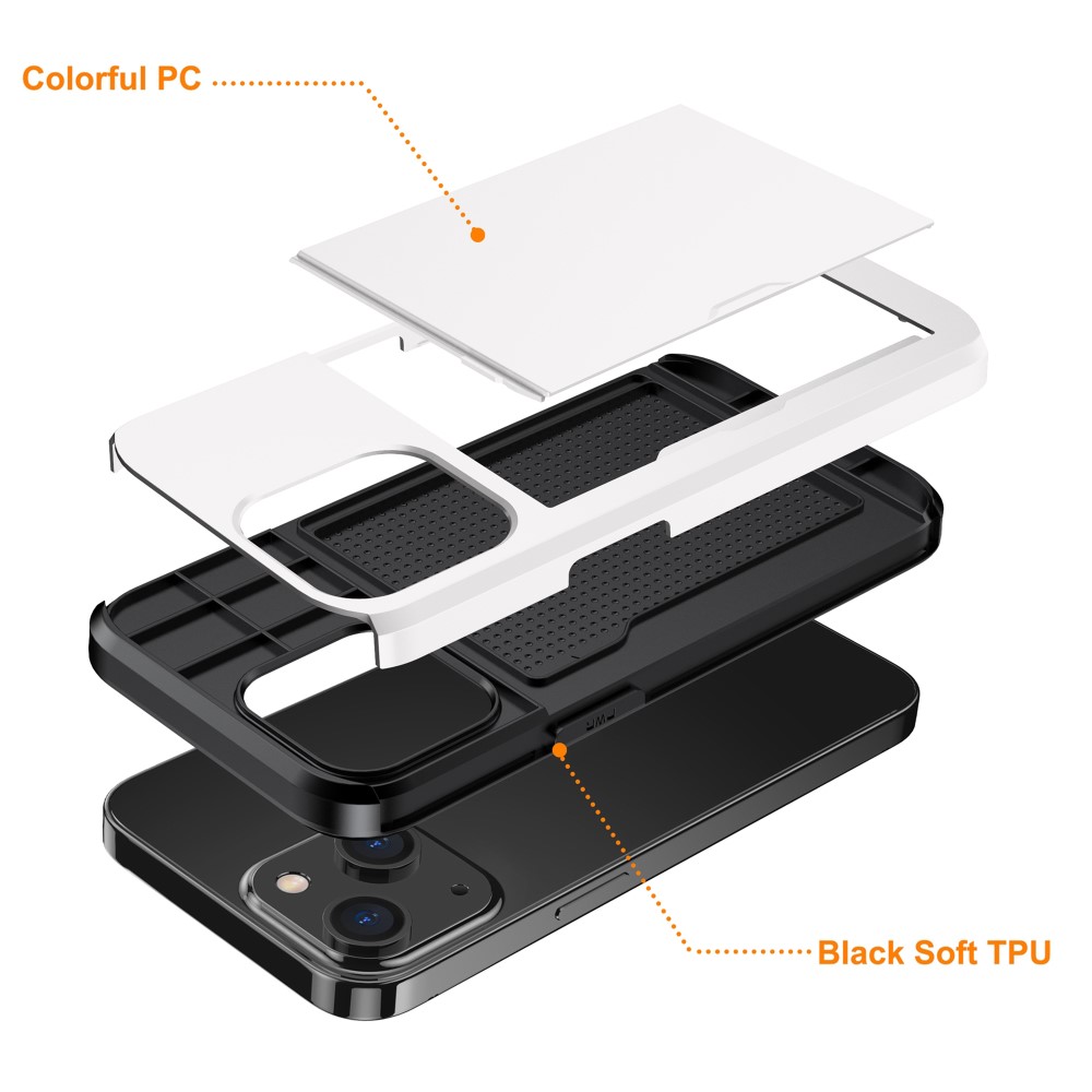  iPhone 15 Plus Skal Hybrid Med Kortfack Vit - Teknikhallen.se