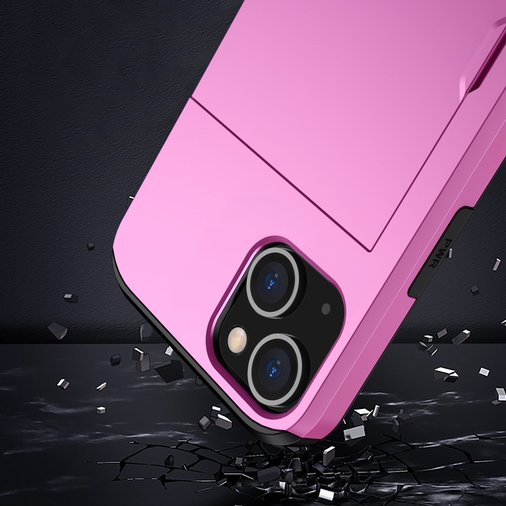  iPhone 15 Plus Skal Hybrid Med Kortfack Rosa - Teknikhallen.se