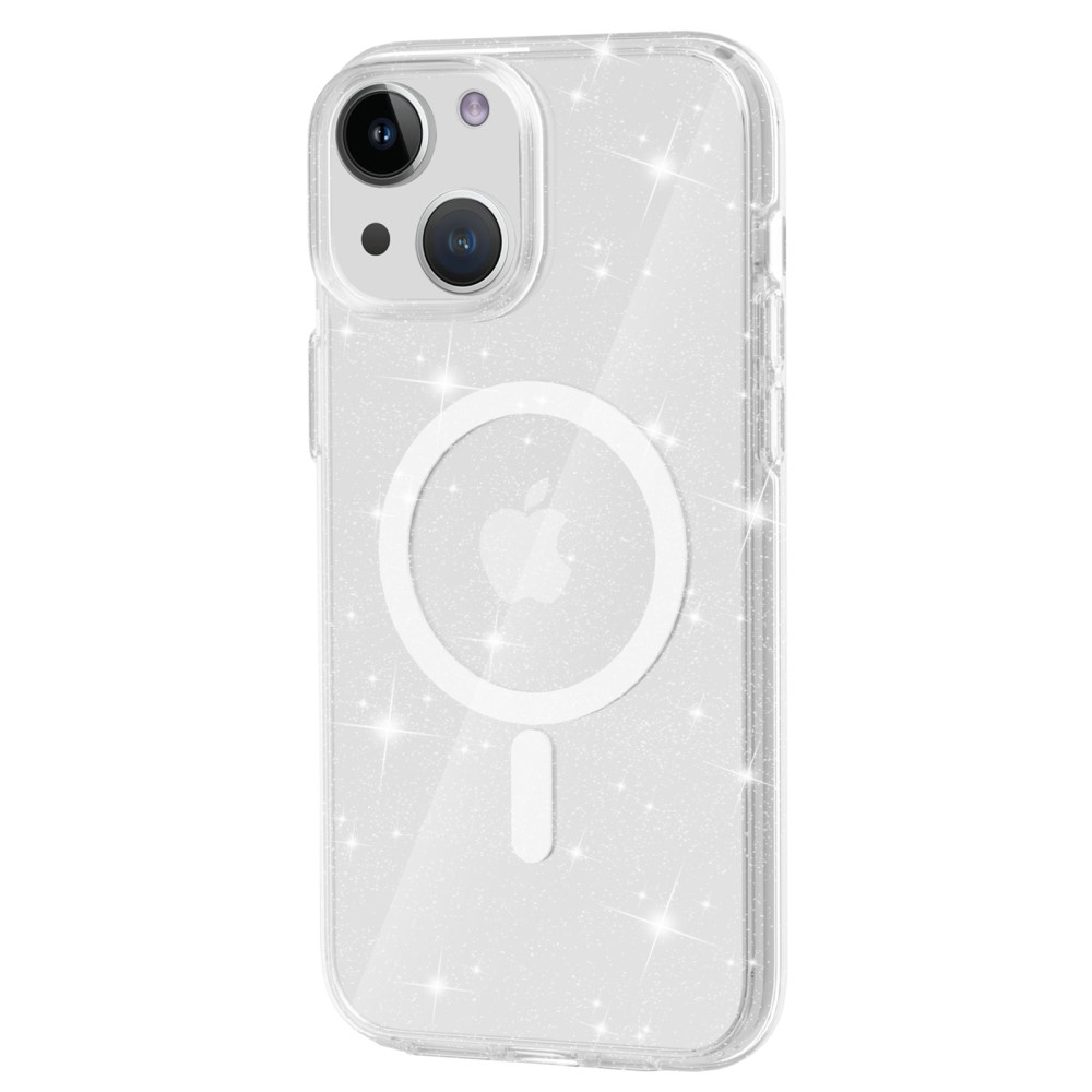  iPhone 15 Plus Skal MagSafe Hybrid Glitter Vit - Teknikhallen.se