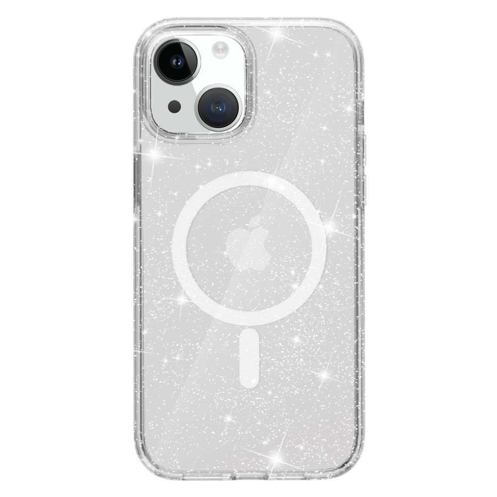  iPhone 15 Plus Skal MagSafe Hybrid Glitter Vit - Teknikhallen.se