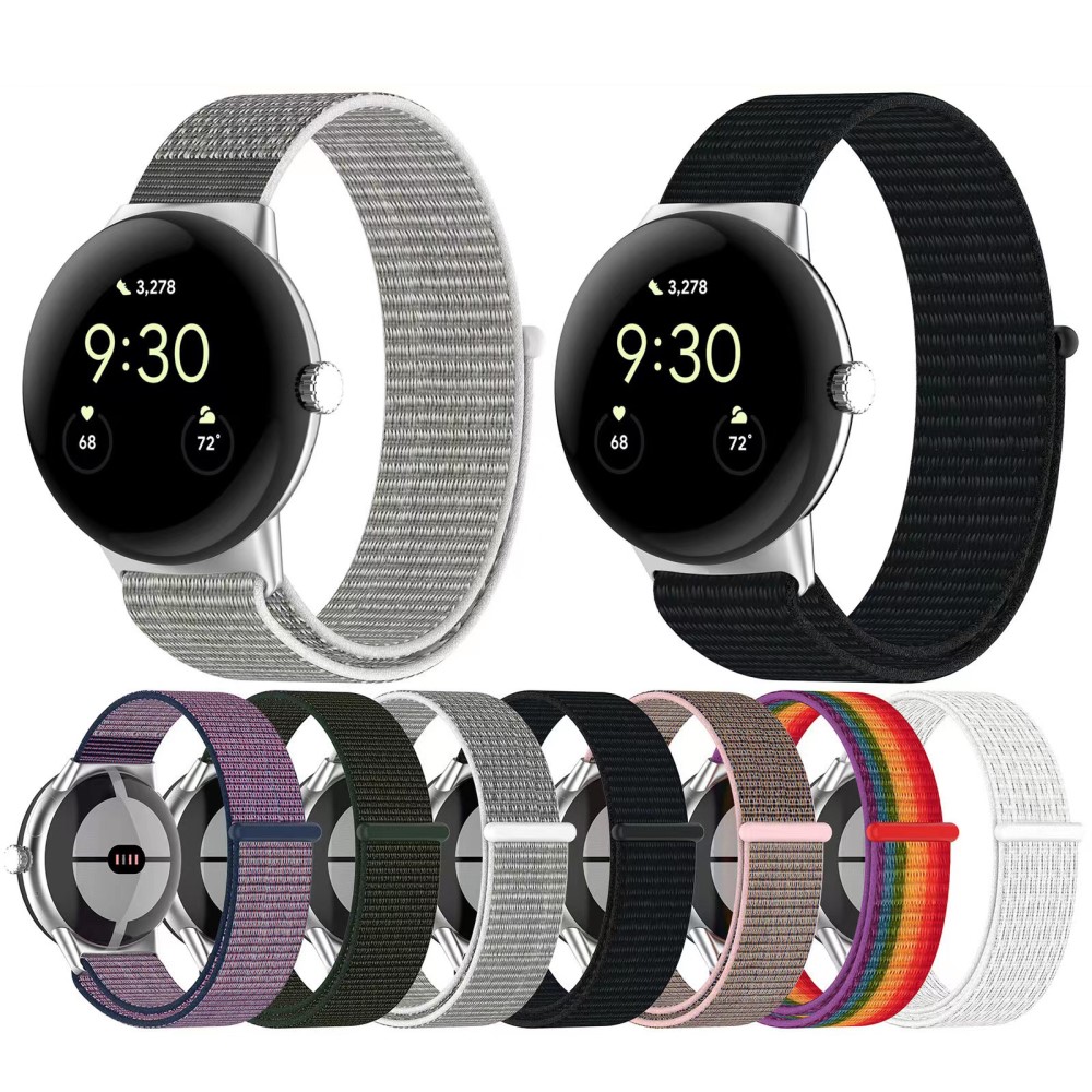  Google Pixel Watch / Watch 2 Nylon Loop Armband Vit - Teknikhallen.se