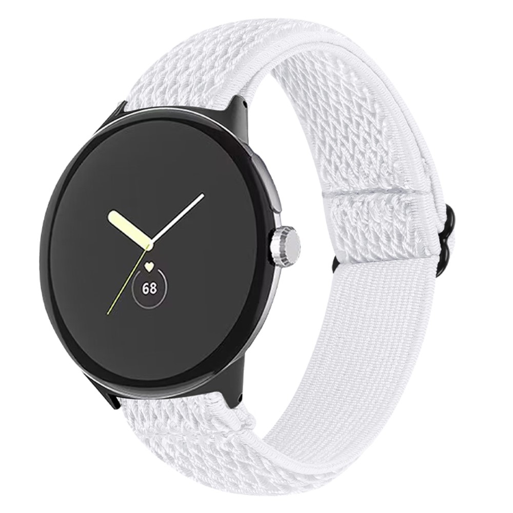  Google Pixel Watch / Watch 2 Justerbart Nylon Armband Vit - Teknikhallen.se