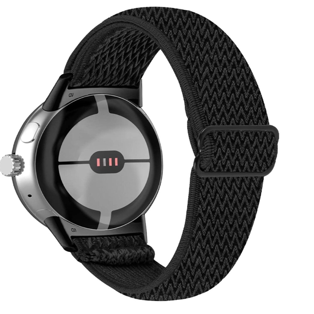  Google Pixel Watch / Watch 2 Justerbart Nylon Armband Svart - Teknikhallen.se