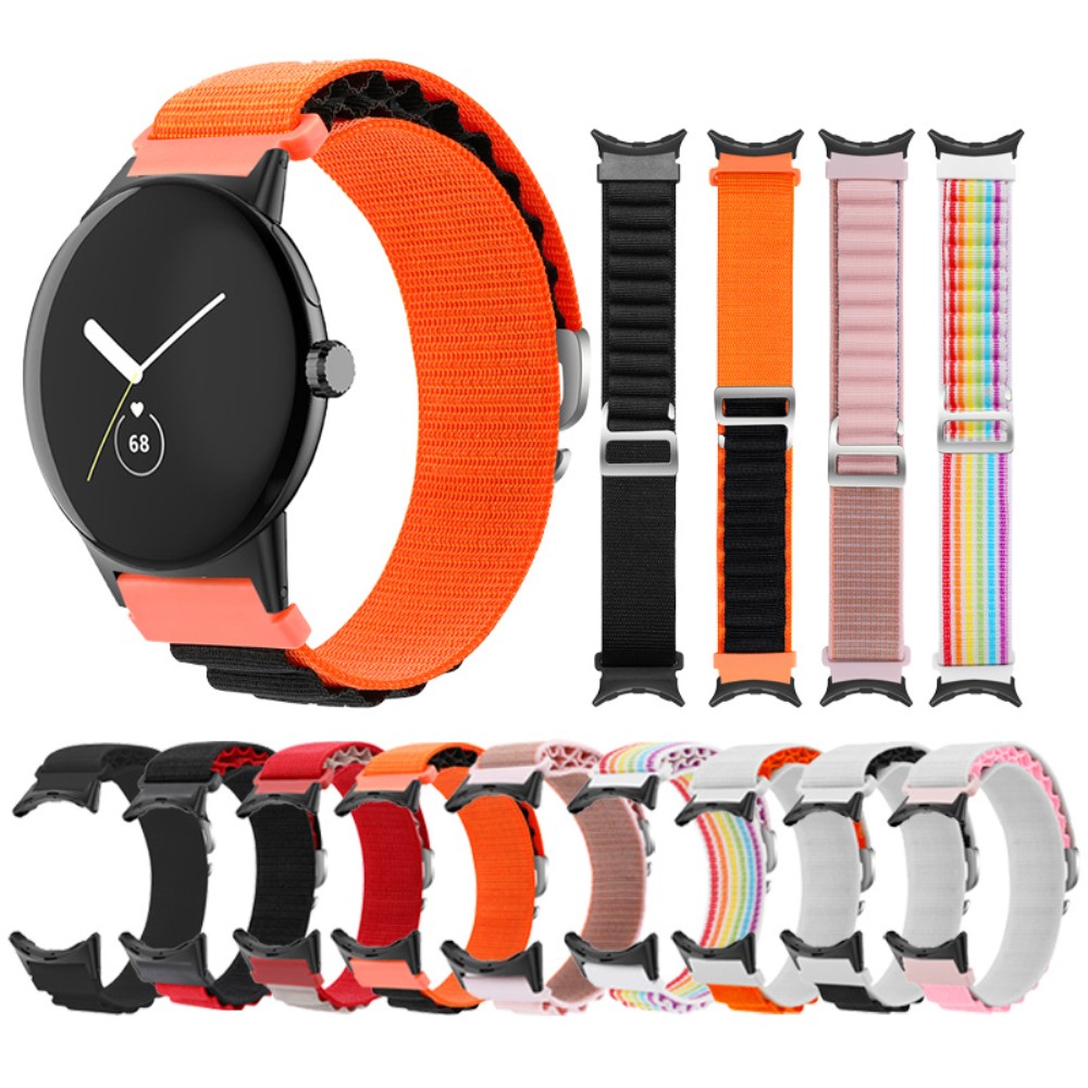  Google Pixel Watch / Watch 2 Armband Nylon Pro Vit/Orange - Teknikhallen.se