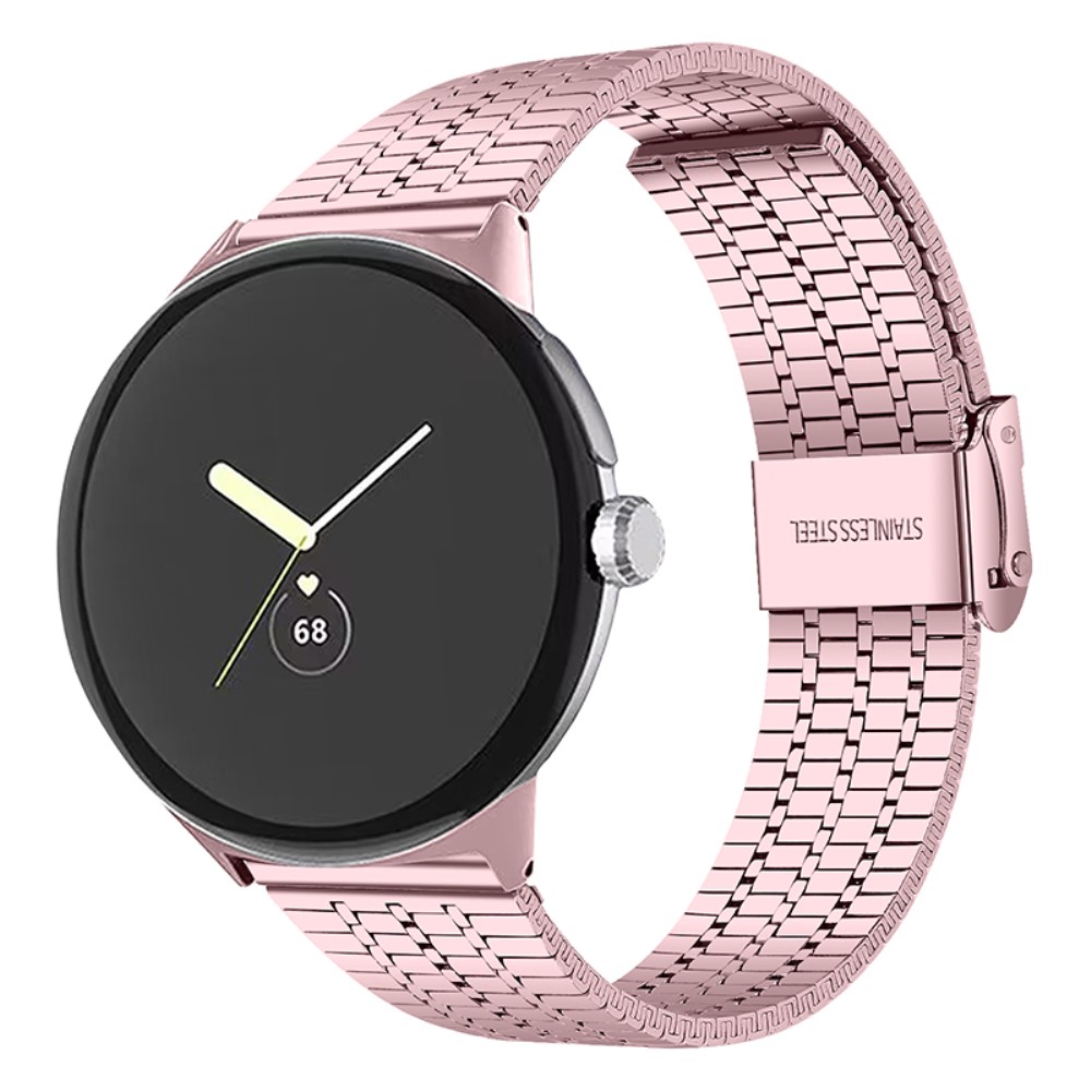  Google Pixel Watch / Watch 2 Metallarmband Ljus Rosa - Teknikhallen.se