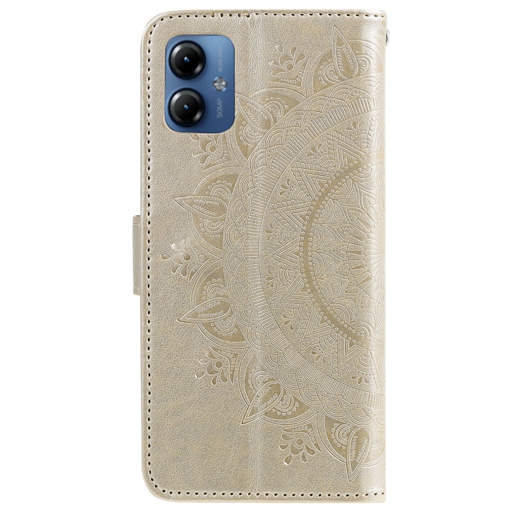  Motorola Moto G54 5G Fodral Mandala Läder Guld - Teknikhallen.se