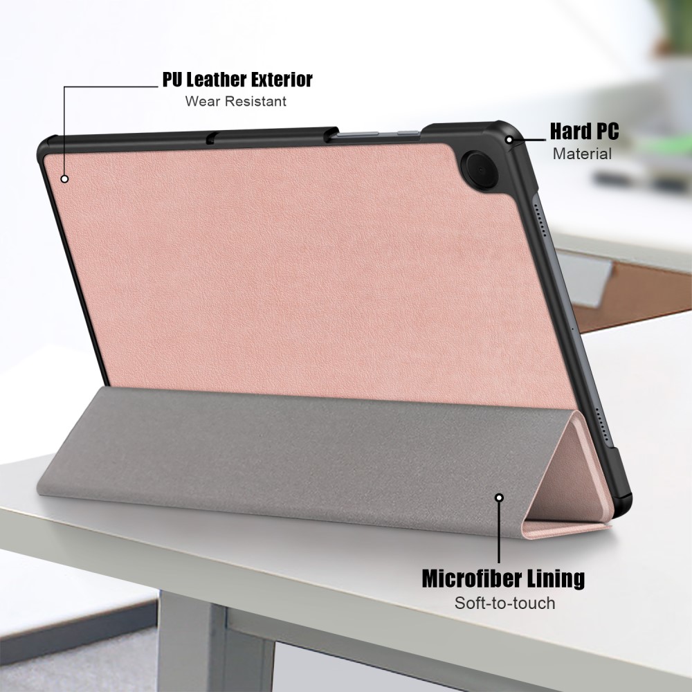  Samsung Galaxy Tab A9 Plus Fodral Tri-Fold PU Läder Roséguld - Teknikhallen.se