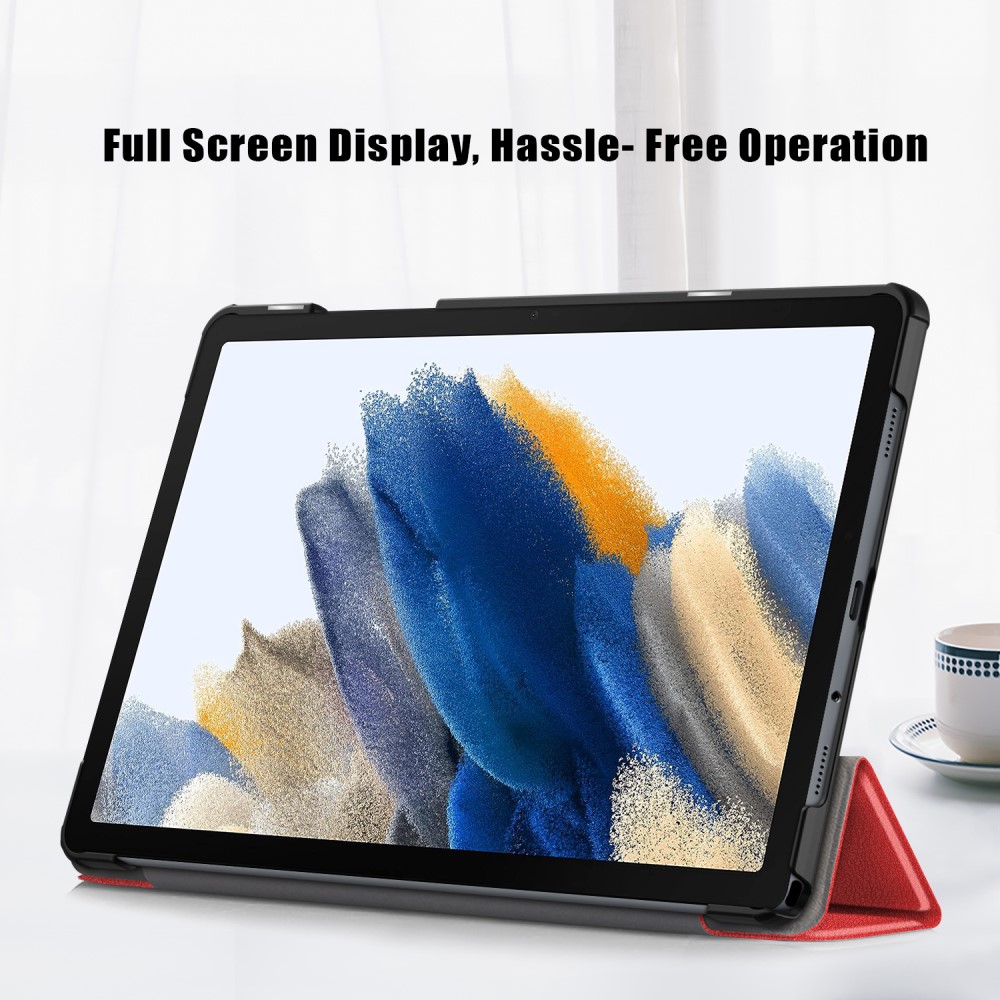  Samsung Galaxy Tab A9 Plus Fodral Tri-Fold PU Läder Röd - Teknikhallen.se