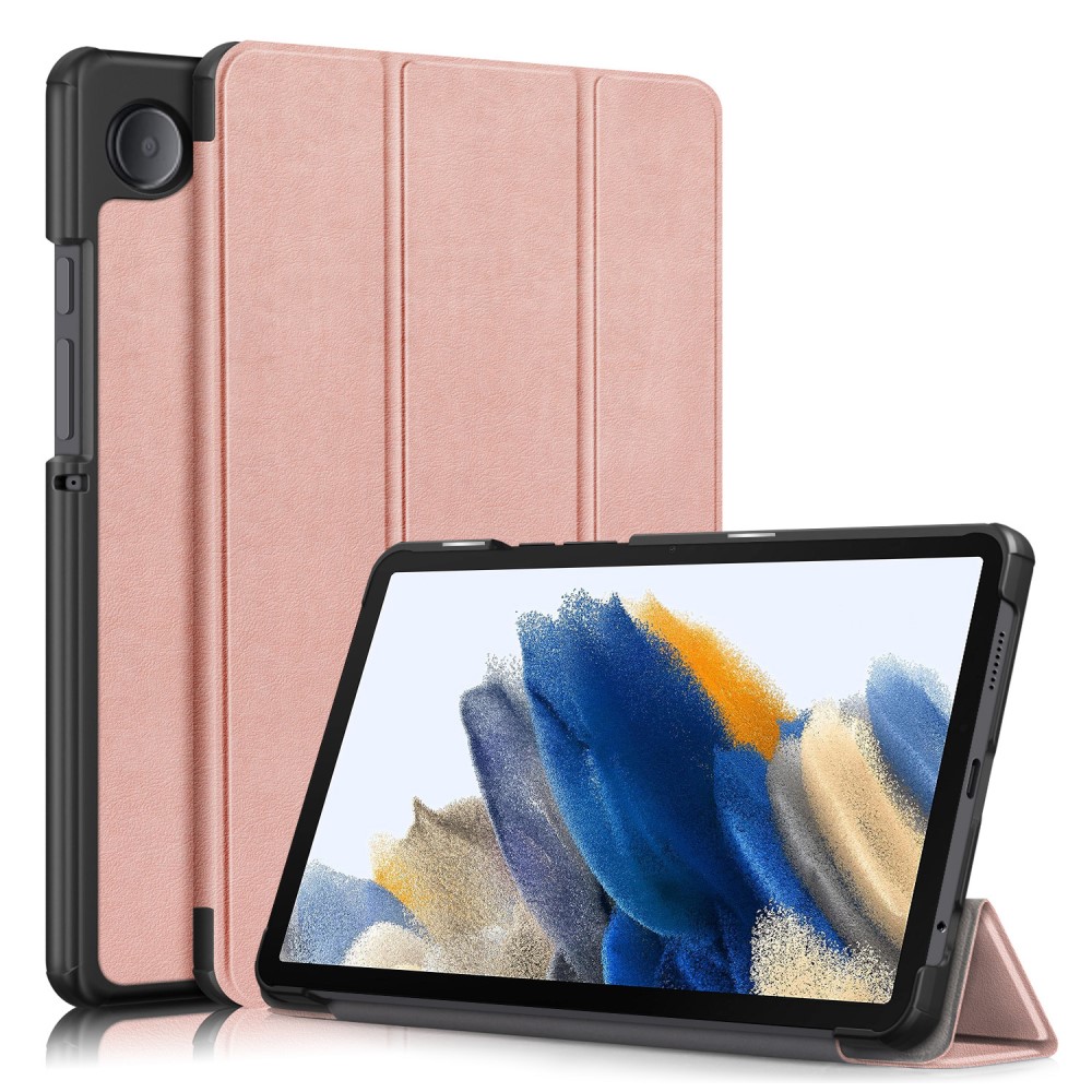  Samsung Galaxy Tab A9 Fodral Tri-Fold PU Läder Roséguld - Teknikhallen.se