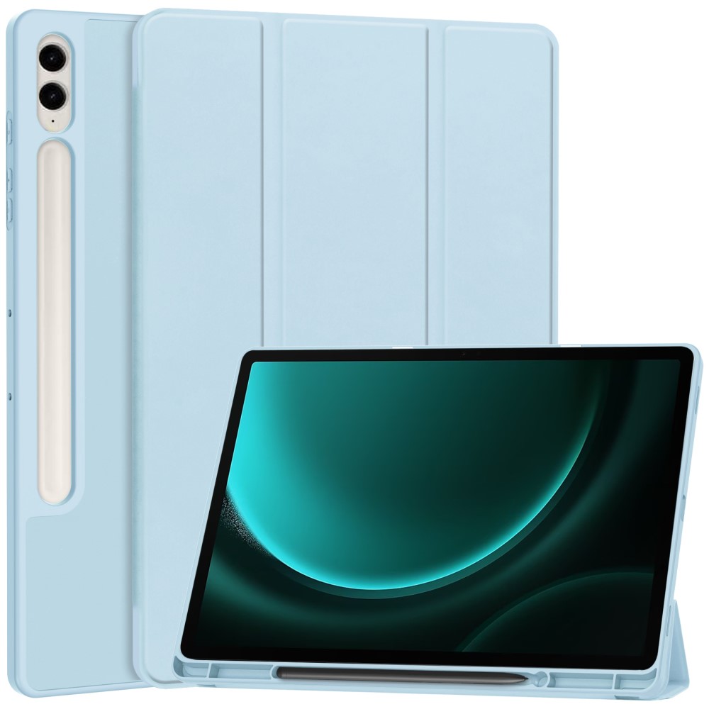  Galaxy Tab S9 FE Plus Fodral Tri-Fold Pennhllare Ljus Bl - Teknikhallen.se