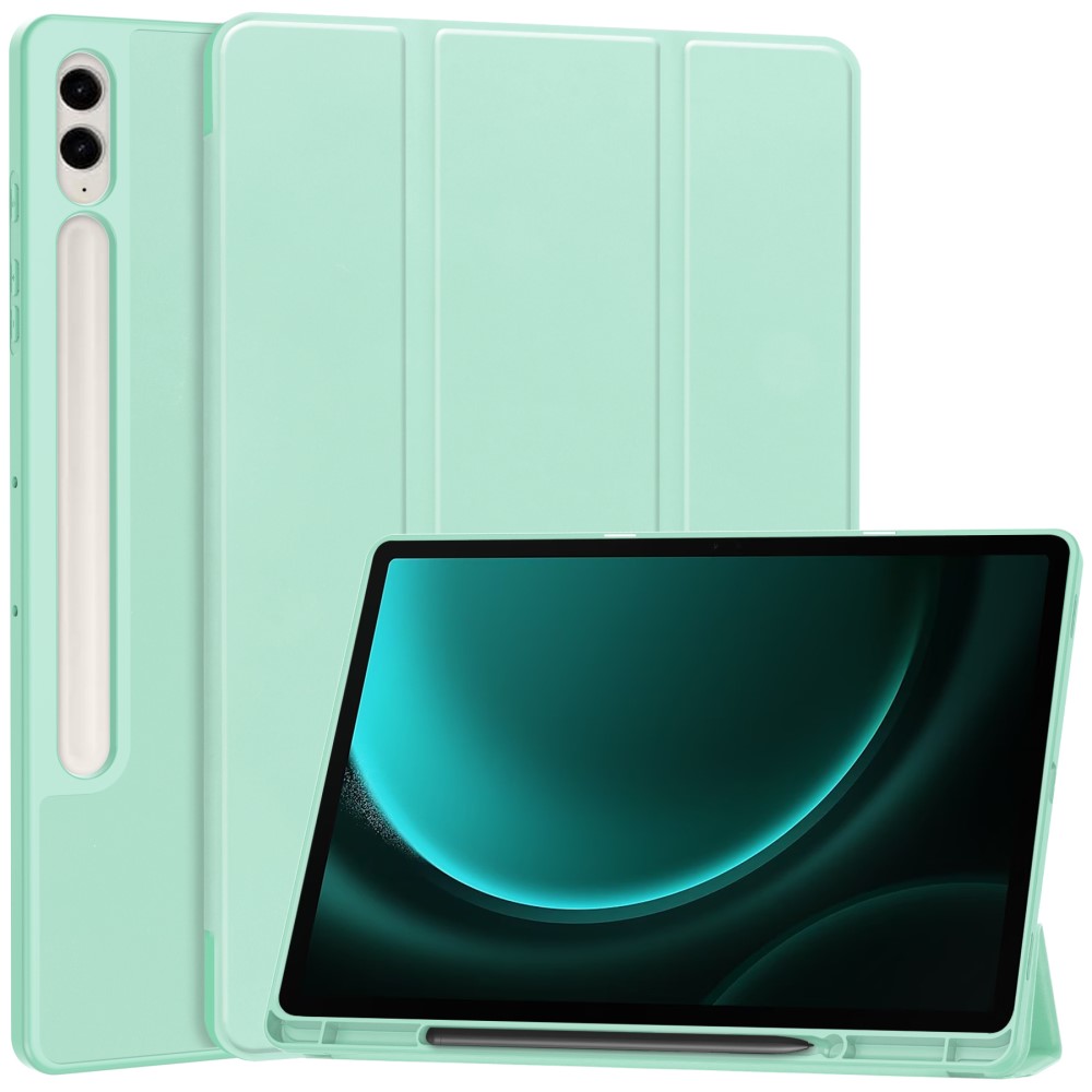  Galaxy Tab S9 FE Plus Fodral Tri-Fold Pennhllare Grn - Teknikhallen.se