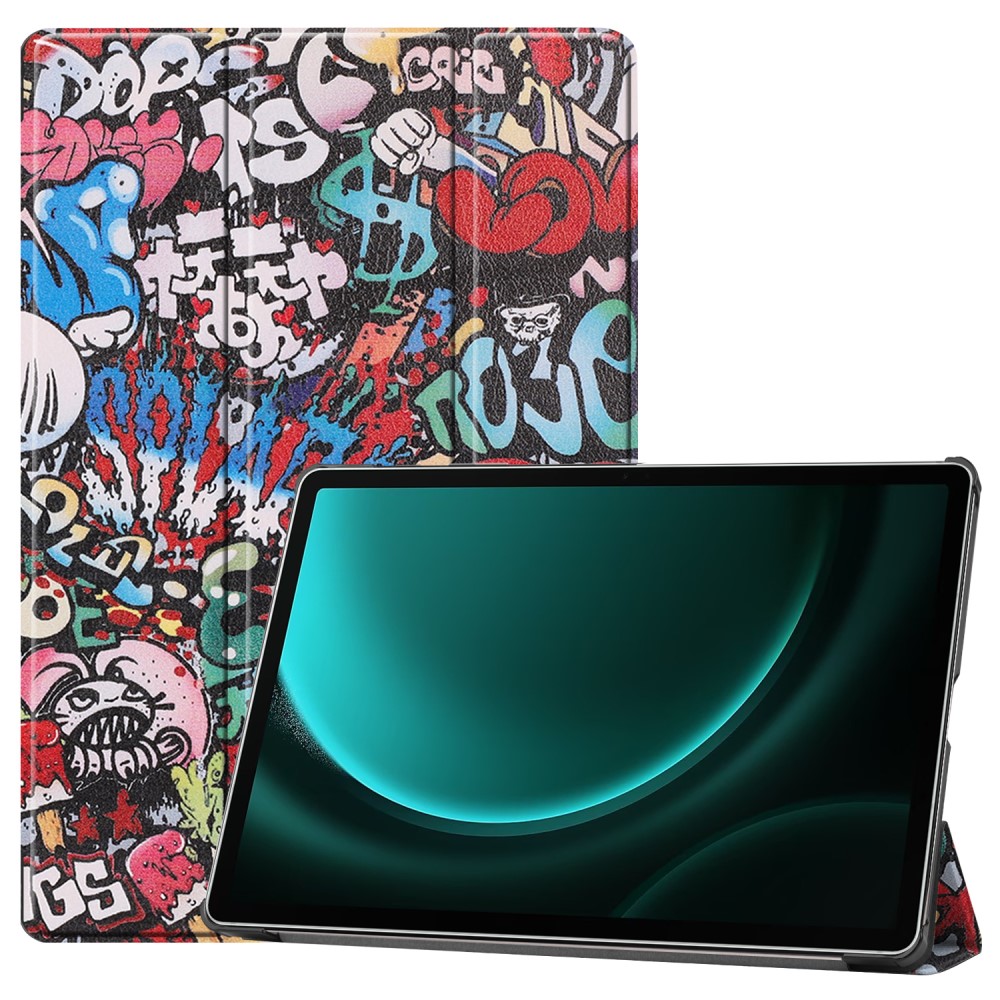  Galaxy Tab S9 FE Plus Fodral Tri-Fold Lder Graffiti - Teknikhallen.se