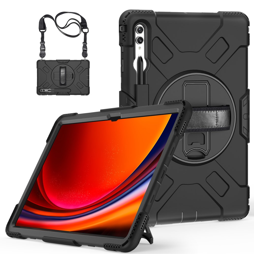  Samsung Galaxy Tab S9 Ultra Skal 360 Rotation Shockproof Med Rem - Teknikhallen.se