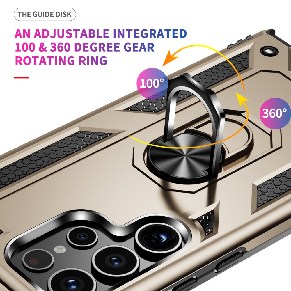  Samsung Galaxy S24 Ultra Skal Ring Hybrid Armor Guld - Teknikhallen.se