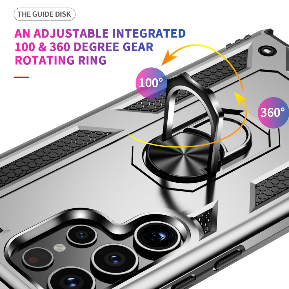  Samsung Galaxy S24 Ultra Skal Ring Hybrid Armor Silver - Teknikhallen.se