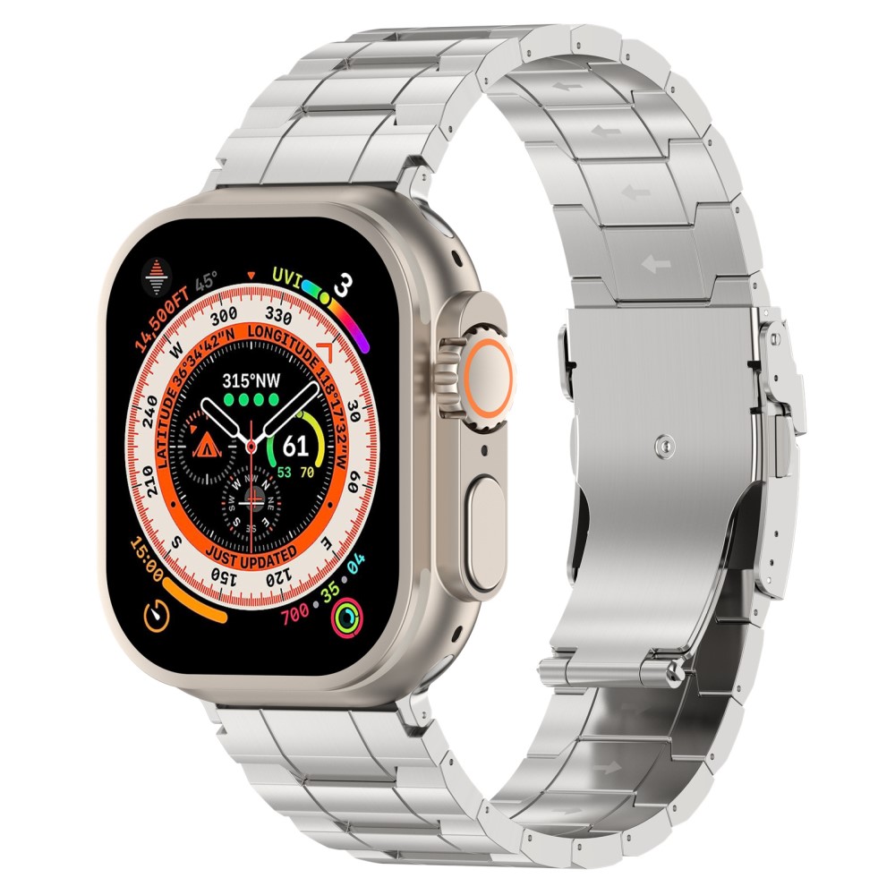  Apple Watch 42/44/45/49 mm Armband Steel Titanium Silver - Teknikhallen.se