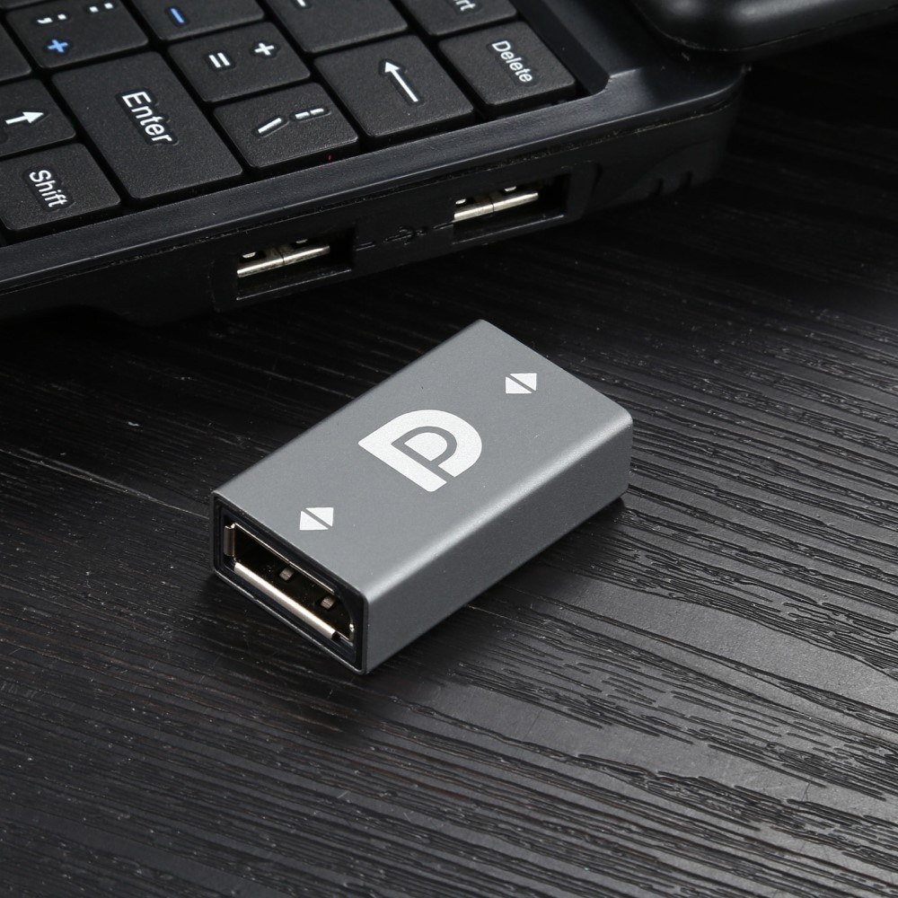  DisplayPort Hona till DisplayPort Hona Förlängning Adapter Grå - Teknikhallen.se