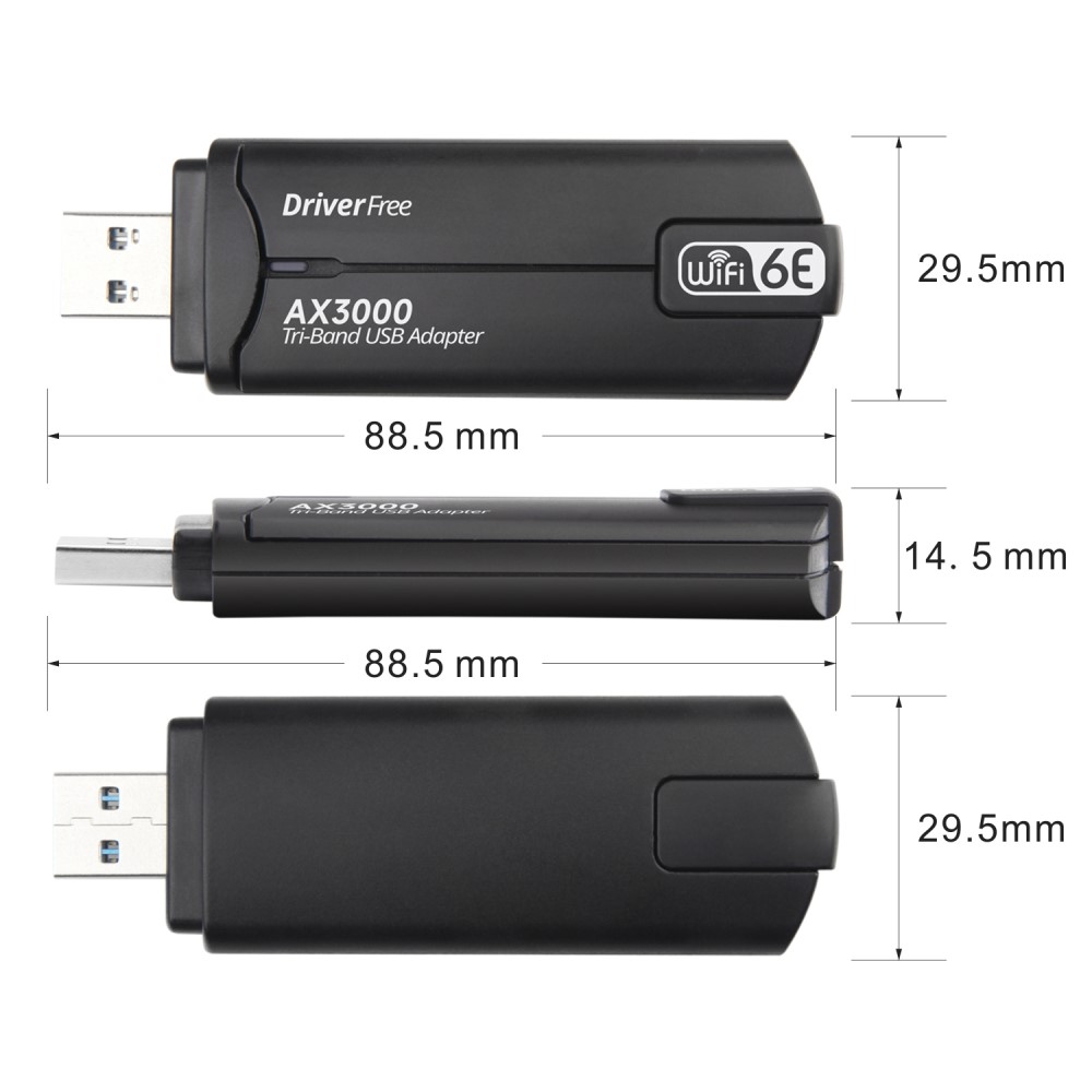  Wi-Fi Receiver USB 3.0 AX-3000 WiFi6 Ntverkskort Svart - Teknikhallen.se