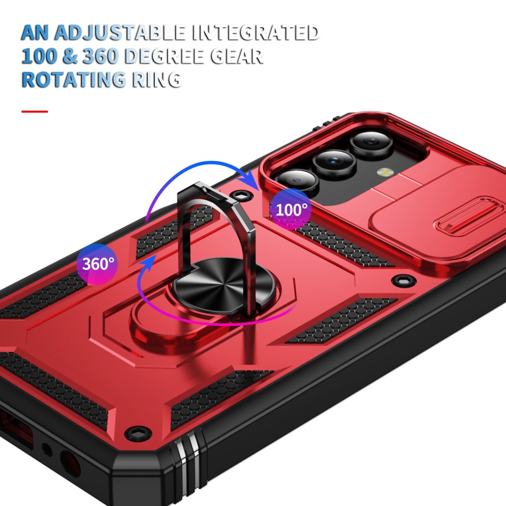  Galaxy S24 Plus Skal CamShield Ring Hybrid Armor Röd/Svart - Teknikhallen.se