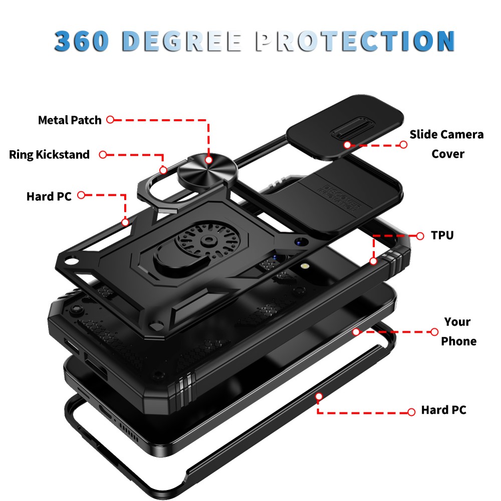  Galaxy S24 Plus Skal CamShield Ring Hybrid Armor Svart - Teknikhallen.se