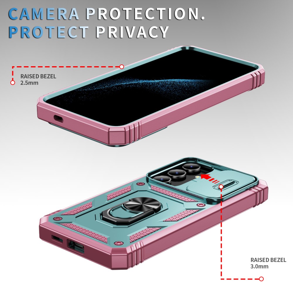  Galaxy S24 Plus Skal CamShield Ring Hybrid Armor Gr/Grn/Rosa - Teknikhallen.se