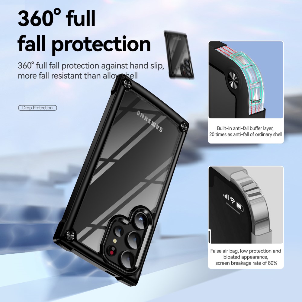  Galaxy S24 Ultra Skal Shockproof Hybrid Armor Svart - Teknikhallen.se