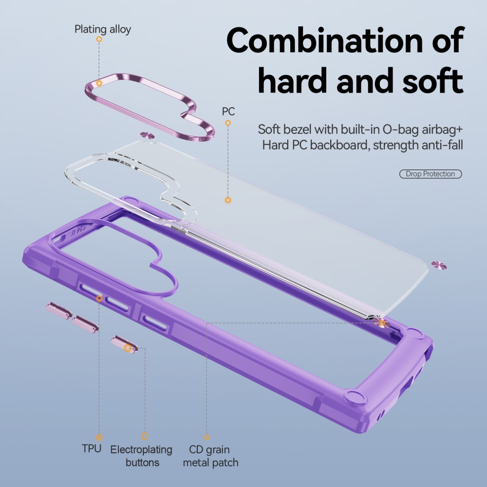  Galaxy S24 Ultra Skal Shockproof Hybrid Armor Lila - Teknikhallen.se
