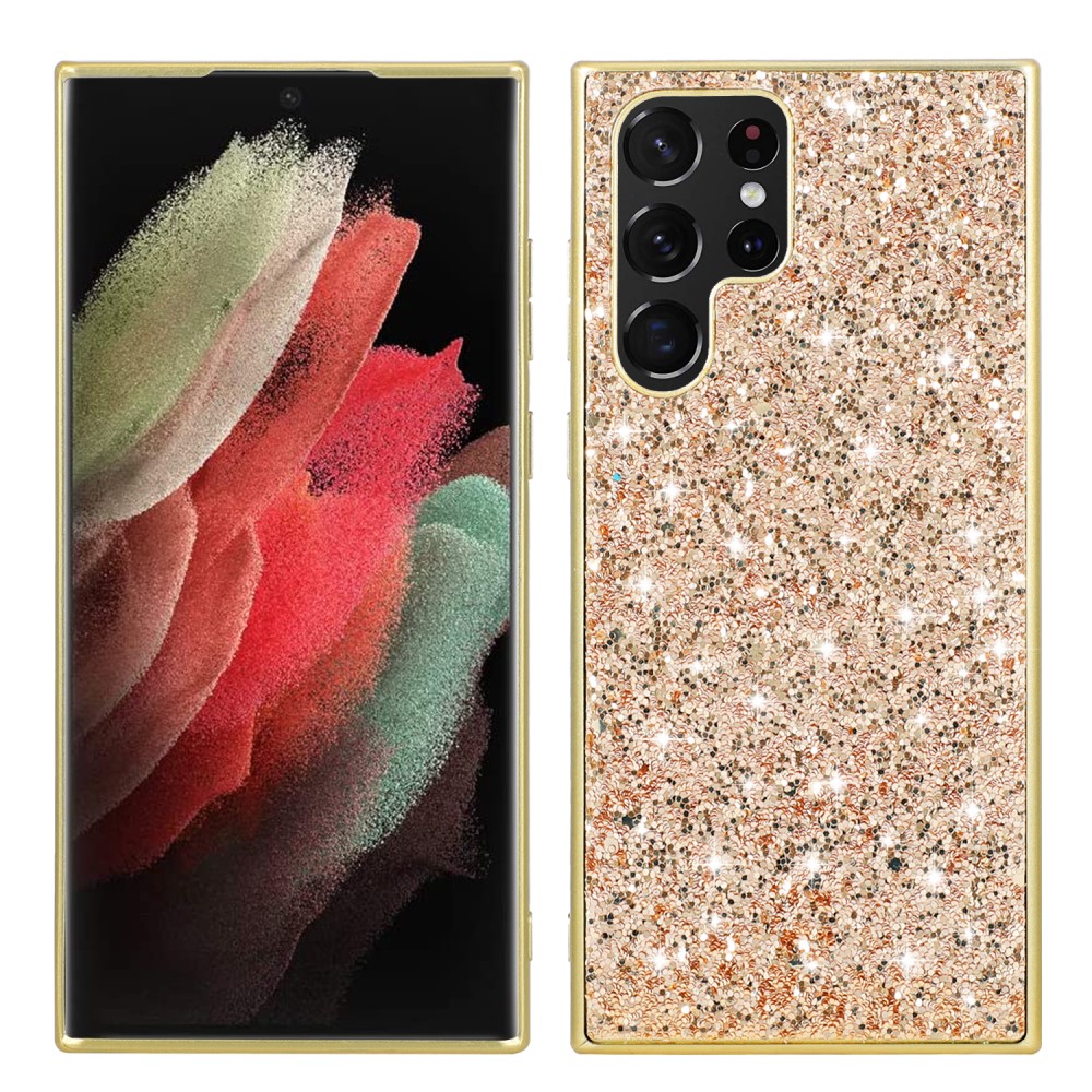  Galaxy S24 Ultra Skal Sparkling Glitter Guld - Teknikhallen.se