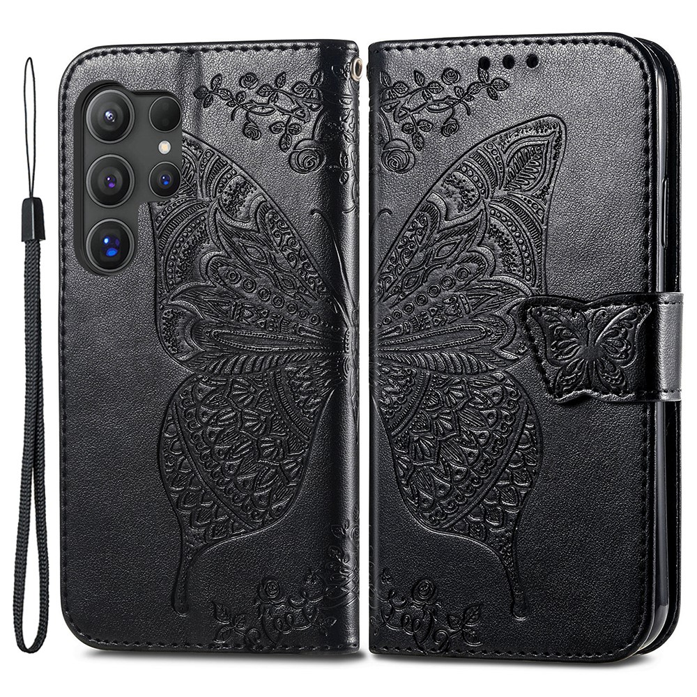  Samsung Galaxy S24 Ultra Fodral Big Butterfly Svart - Teknikhallen.se