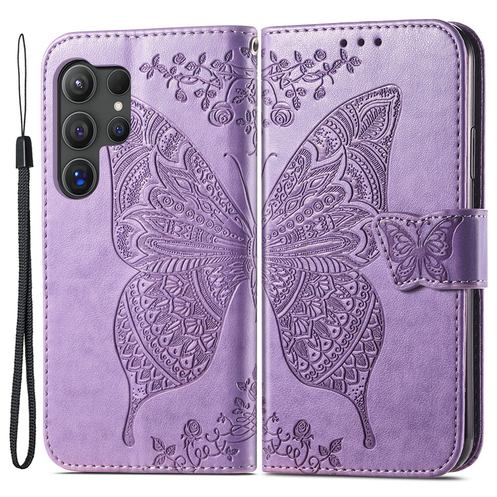  Samsung Galaxy S24 Ultra Fodral Big Butterfly Ljus Lila - Teknikhallen.se