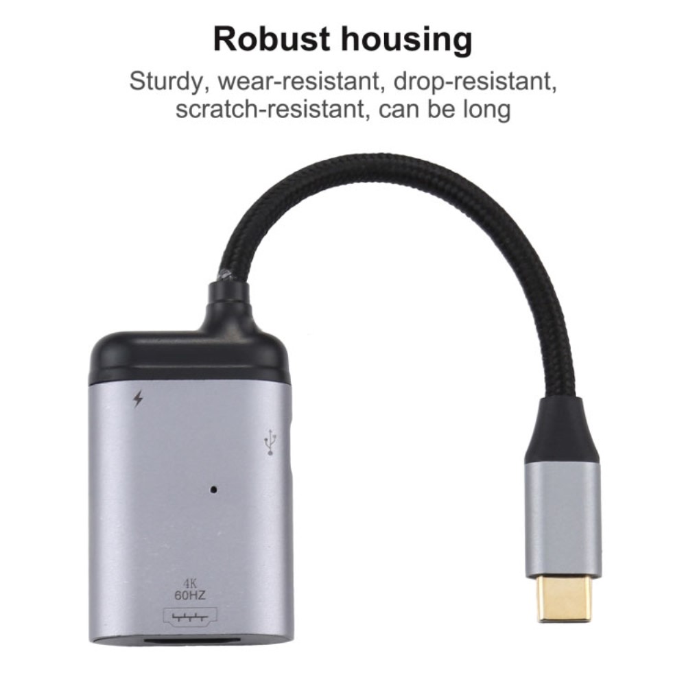  100W USB-C PD Till HDMI Kabel Adapter 4K 60Hz - Teknikhallen.se