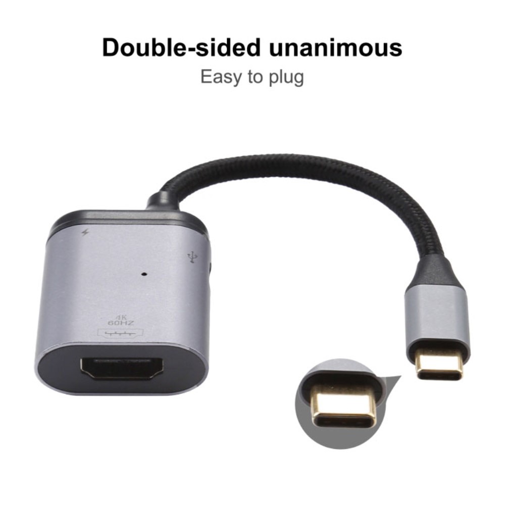  100W USB-C PD Till HDMI Kabel Adapter 4K 60Hz - Teknikhallen.se