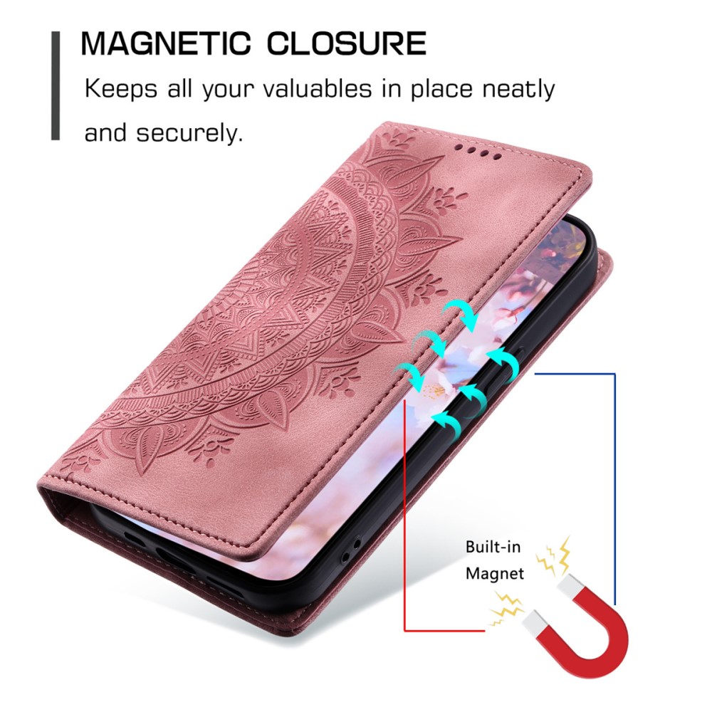  Xiaomi 14 Fodral Mandala Flip Läder Roséguld - Teknikhallen.se