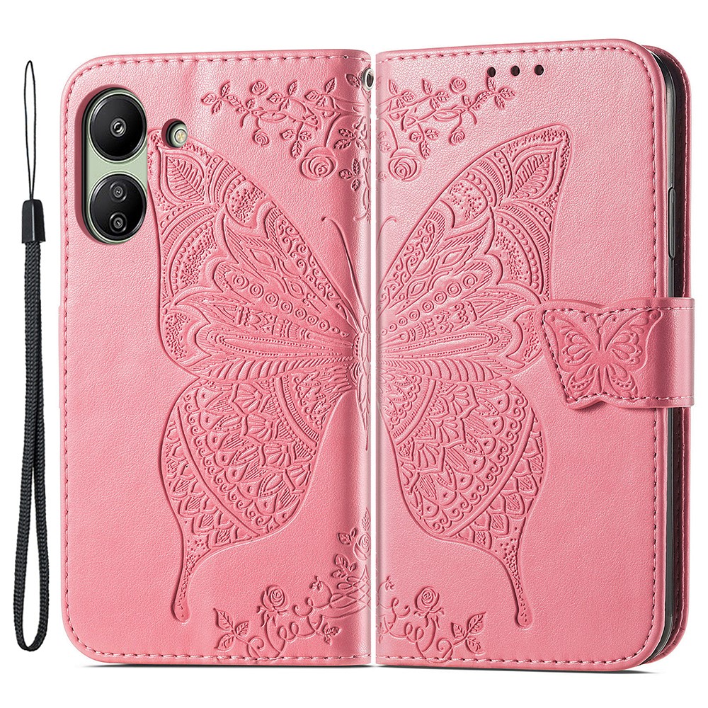  Xiaomi Redmi 13C 4G Fodral Big Butterfly Rosa - Teknikhallen.se