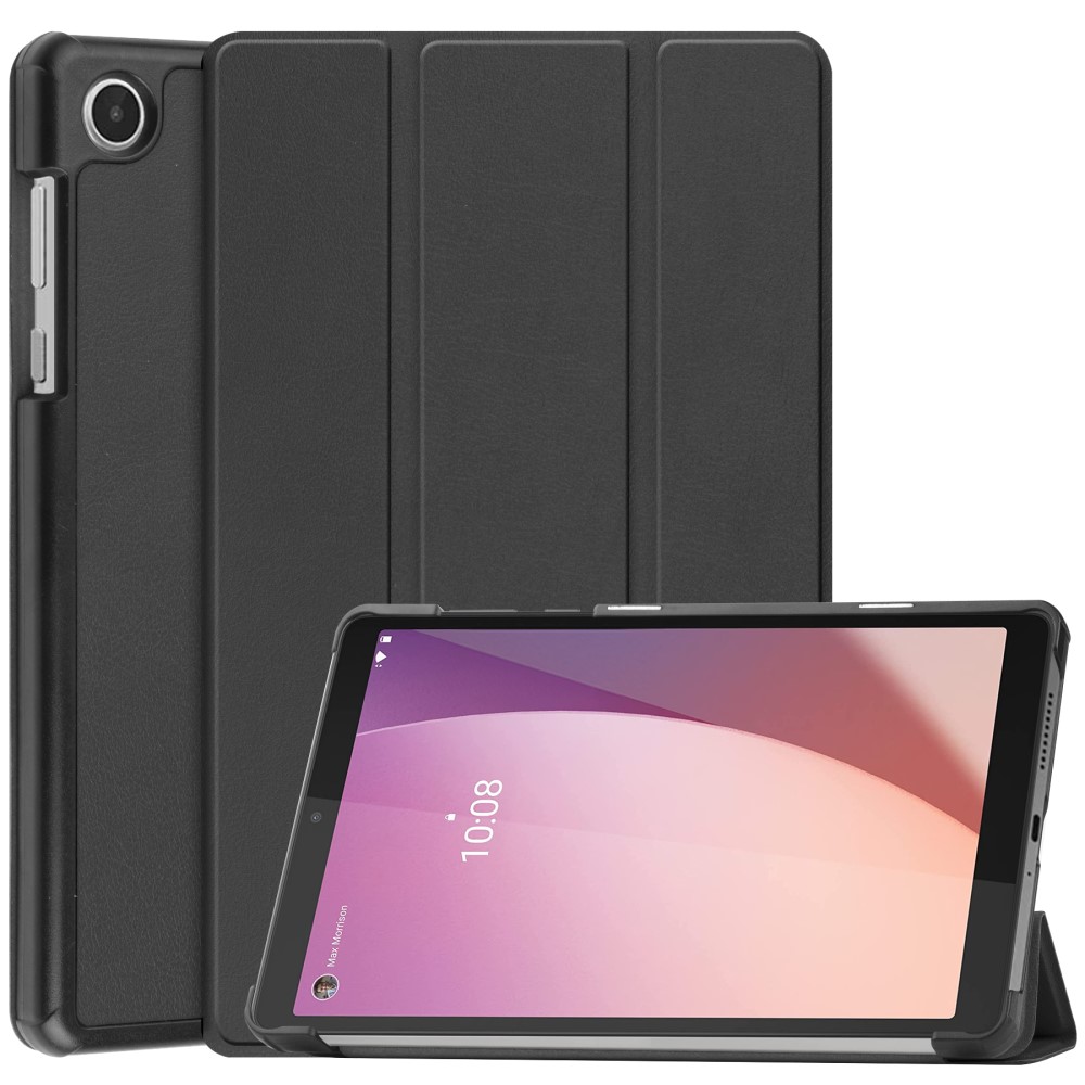  Lenovo Tab M8 (Gen 4) Fodral Tri-Fold Läder Svart - Teknikhallen.se