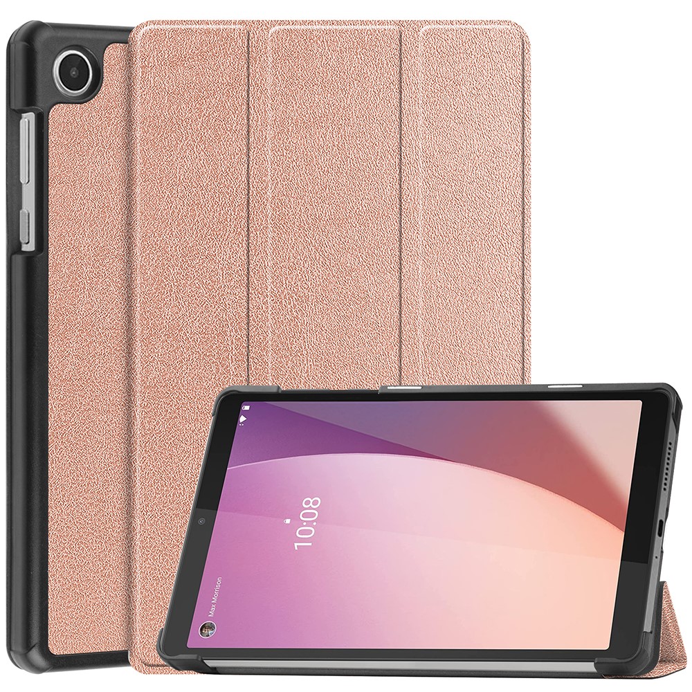  Lenovo Tab M8 (Gen 4) Fodral Tri-Fold Läder Roséguld - Teknikhallen.se