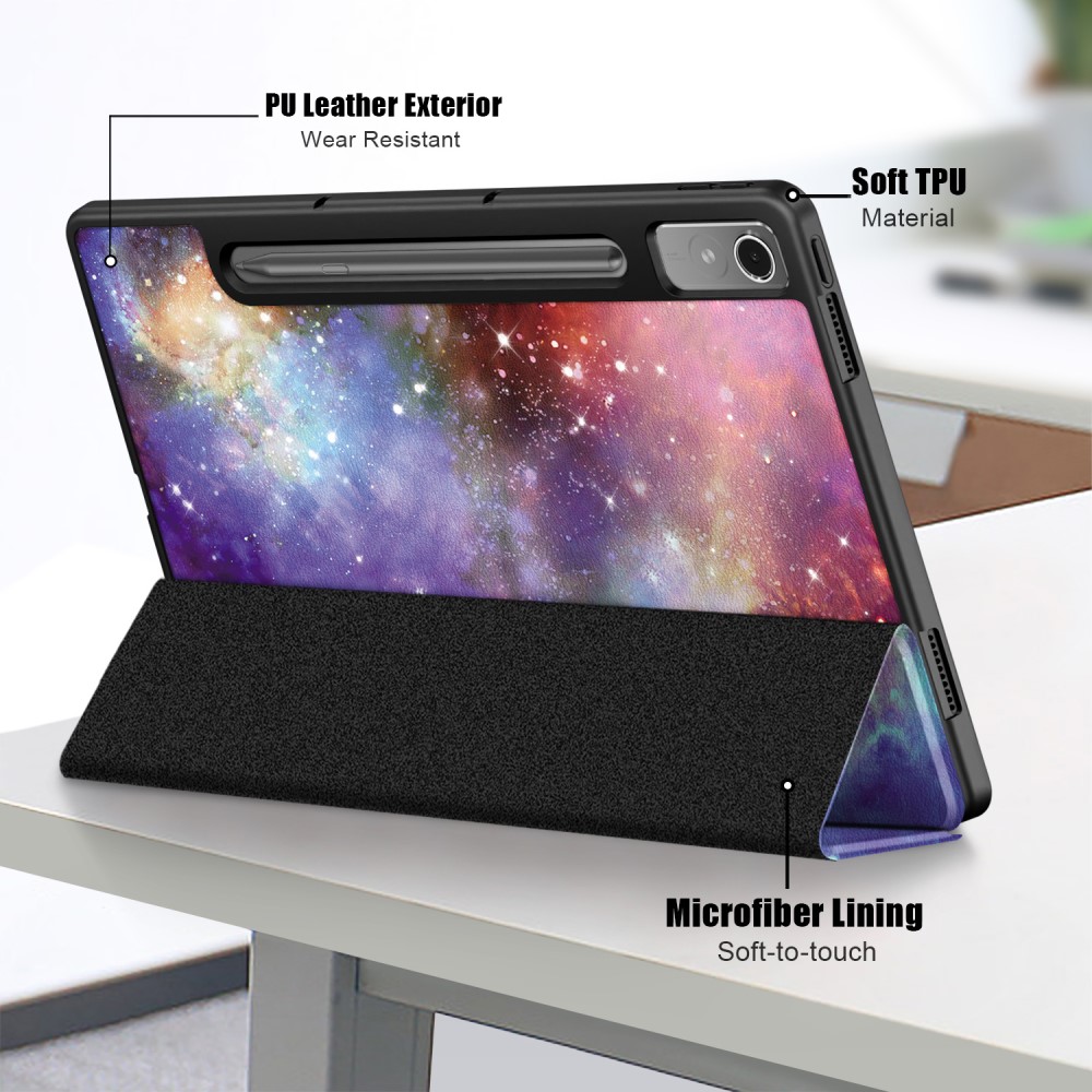  Lenovo Tab P12 Fodral Tri-Fold Läder Cosmic Space - Teknikhallen.se