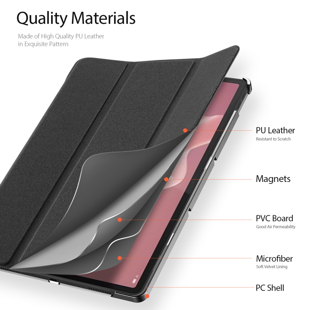 DUX DUCIS DUX DUCIS Lenovo Tab P12 Fodral DOMO Tri-Fold Läder Svart - Teknikhallen.se