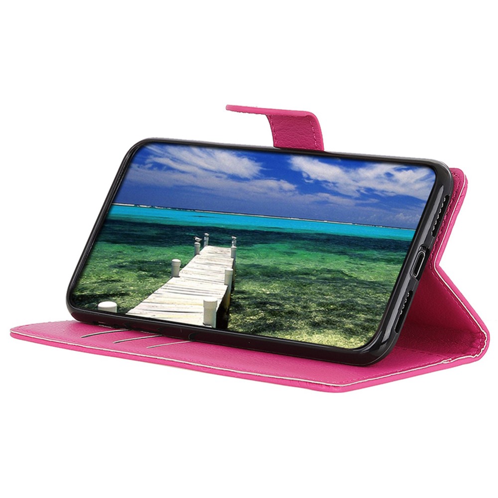  Sony Xperia 10 VI Litchi Lder Fodral Rosa - Teknikhallen.se