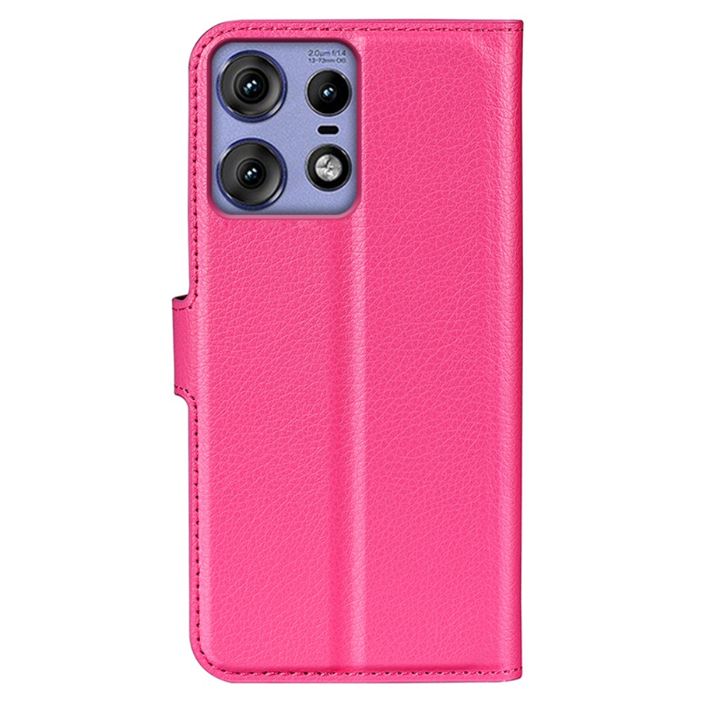  Motorola Edge 50 Pro 5G Litchi Läder Fodral Rosa - Teknikhallen.se