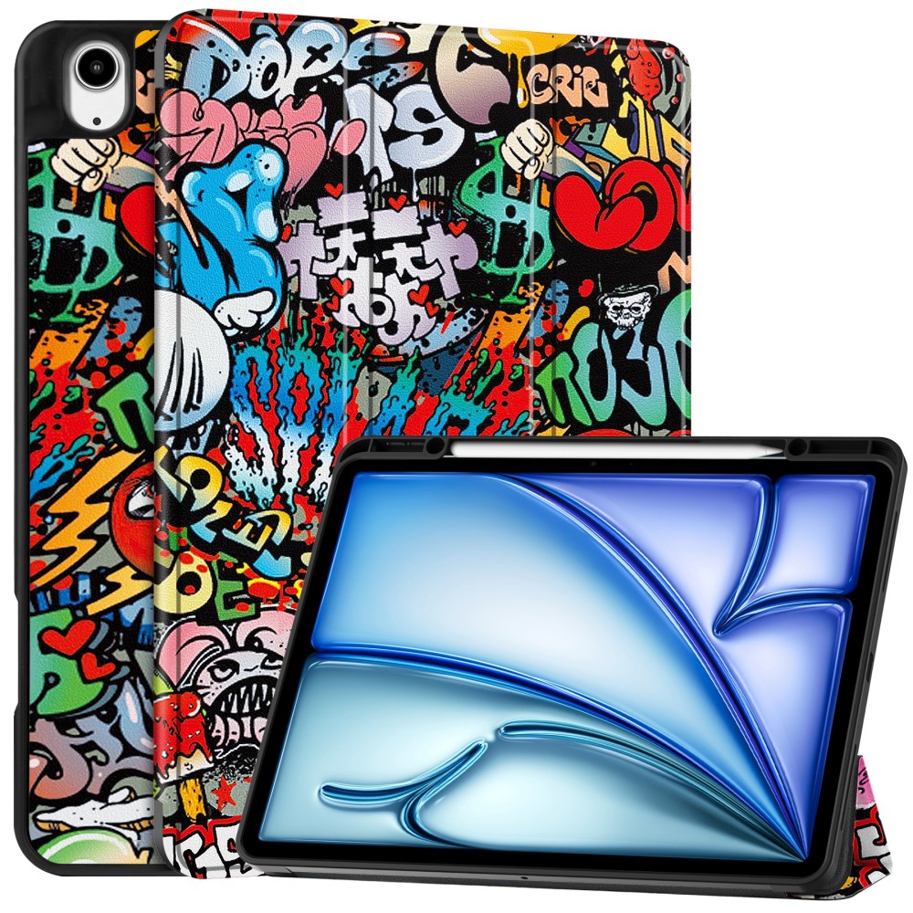  iPad Air 13 2024 Tri-Fold Fodral Med Pennhållare Grafitti - Teknikhallen.se