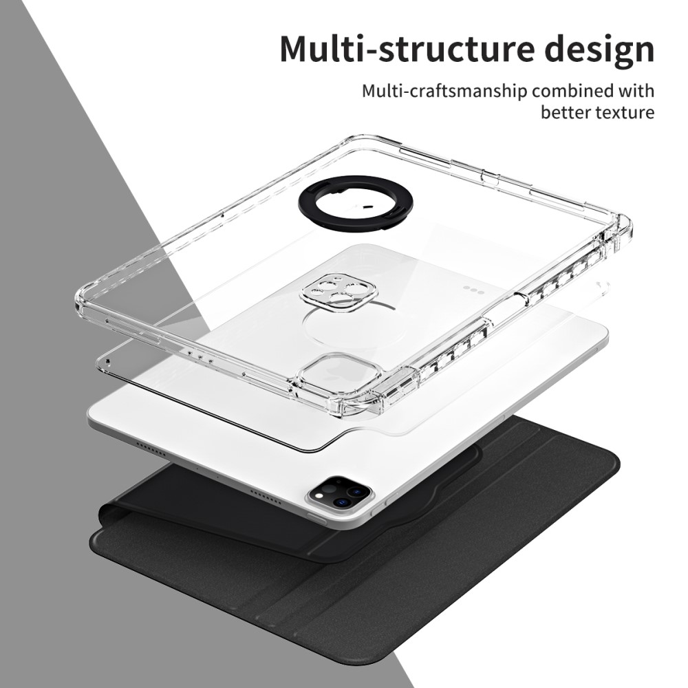  iPad Pro 13 2024 Fodral Hybrid Rotation Penhållare Svart - Teknikhallen.se