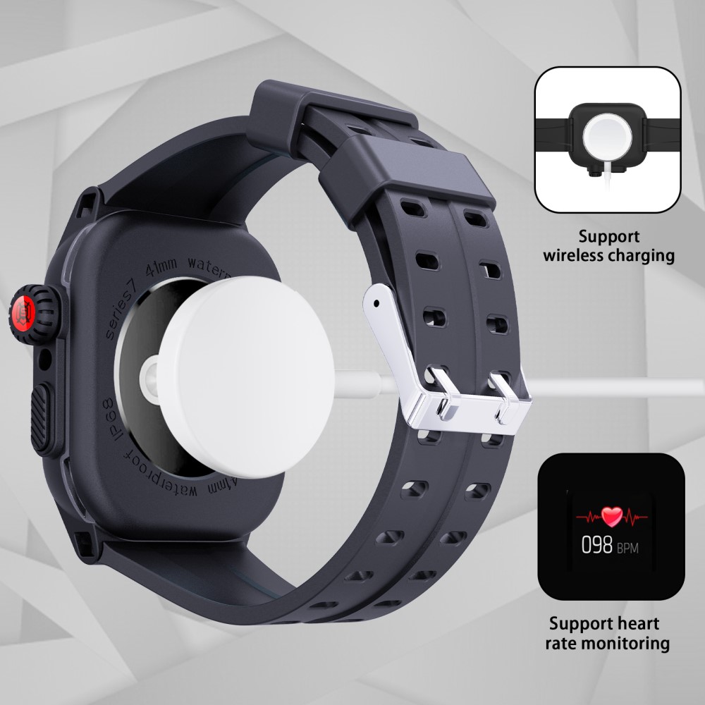 ShellBox ShellBox Armband Apple Watch 41 mm Vattentätt IP68 Skal Svart - Teknikhallen.se