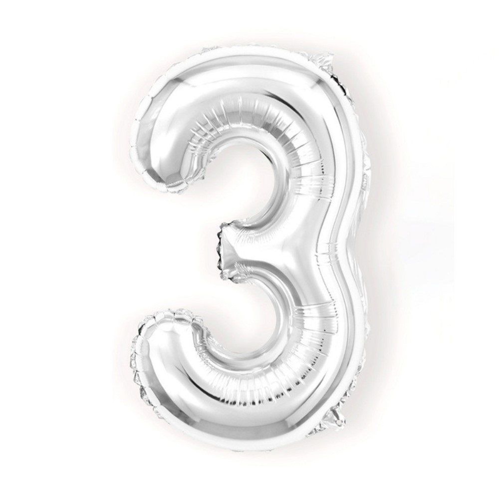  Sifferballong Nummer 3 40 cm Silver - Teknikhallen.se