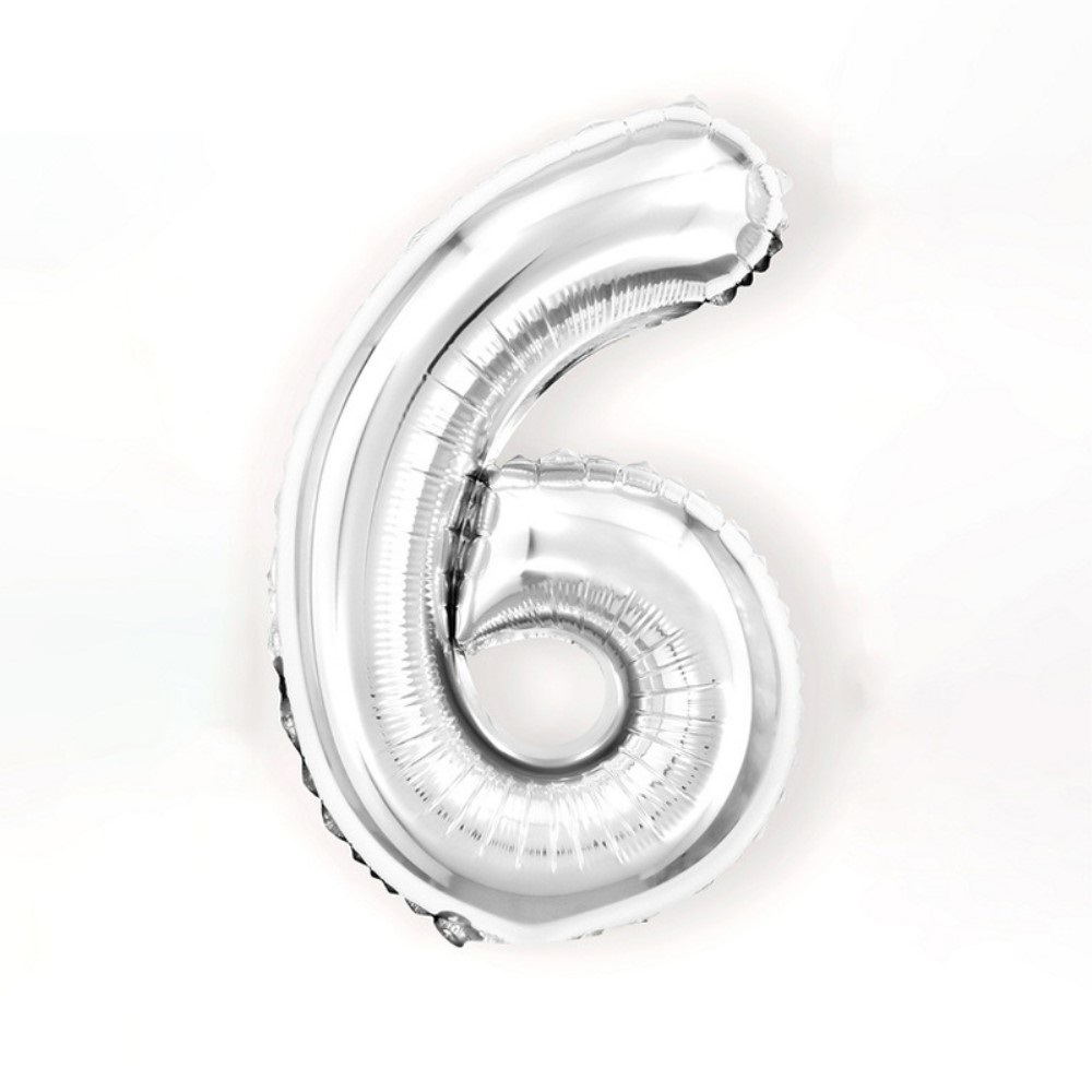  Sifferballong Nummer 6 40 cm Silver - Teknikhallen.se
