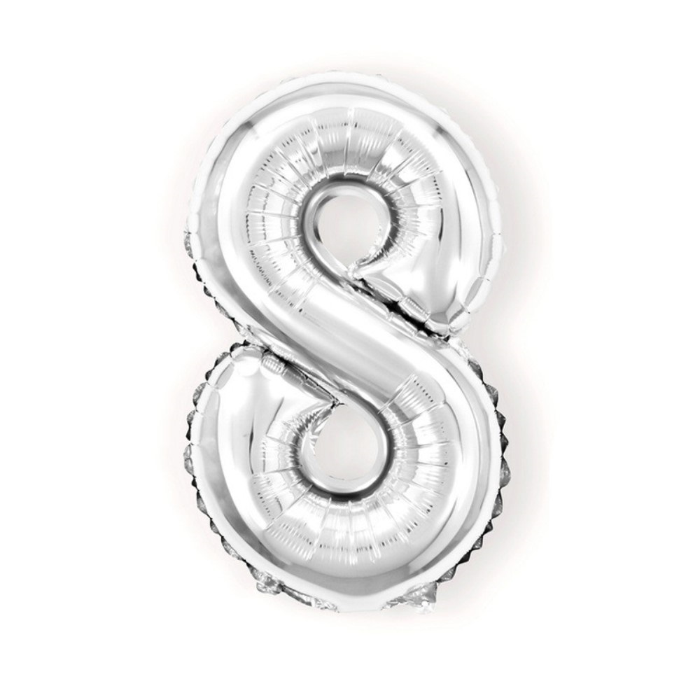  Sifferballong Nummer 8 40 cm Silver - Teknikhallen.se