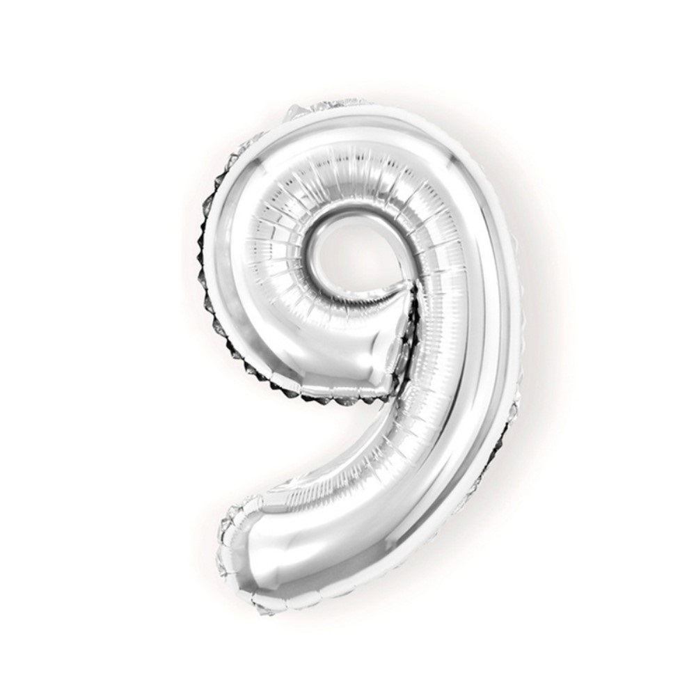  Sifferballong Nummer 9 40 cm Silver - Teknikhallen.se