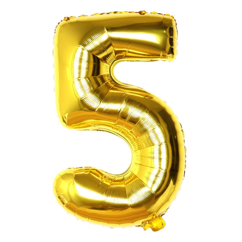  Sifferballong Nummer 5 70 cm Guld - Teknikhallen.se